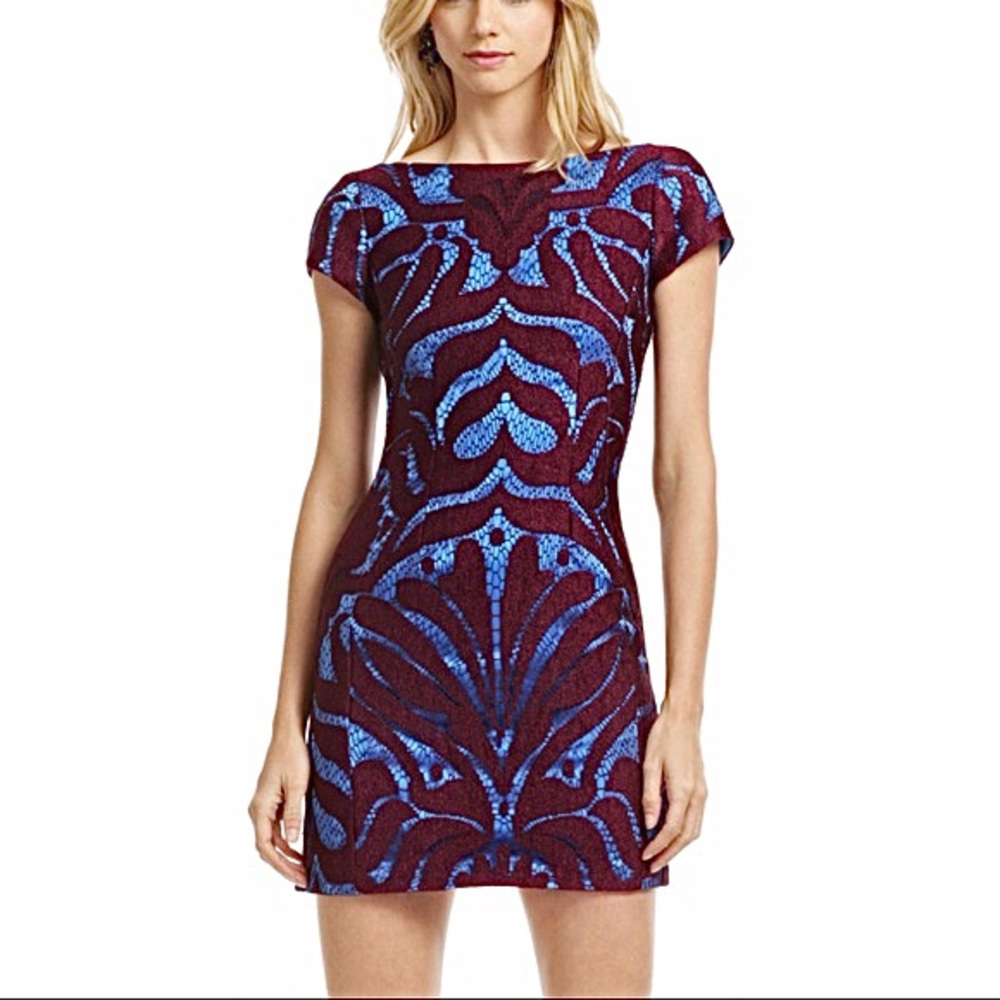 Nanette Lepore blue and purple lace mini dress